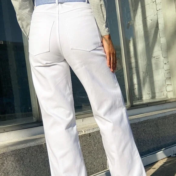 Lisa Says Gah Robyn High Waisted Wide Leg White Jeans 26